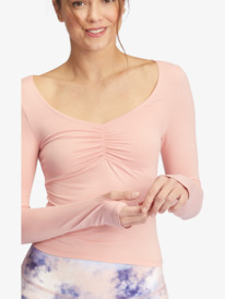 9 Flirty Run Ruched Long Sleeve Sports Top  ARJKT03390 Roxy