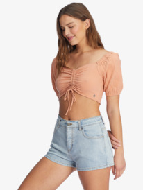3 Flirty Walk Ruched Crop Top Brown ARJKT03393 Roxy