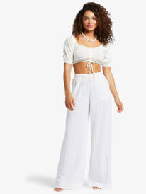 4 Flirty Walk - Ruched Cropped Top for Women White ARJKT03393 Roxy