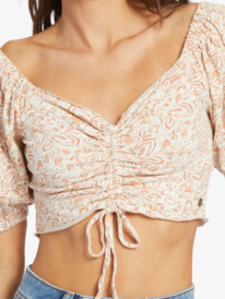 2 Flirty Walk Printed Haut crop-top froncé pour Femme Beige ARJKT03402 Roxy
