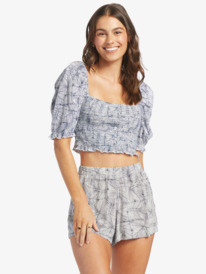 Sunset Walks - Puff Sleeve Crop Top for Women  ARJKT03404
