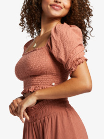 3 Sunset Walks Puff Sleeve Crop Top Pink ARJKT03405 Roxy