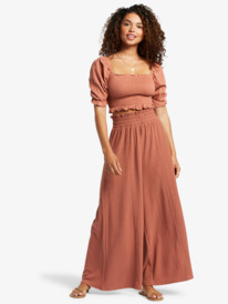 4 Sunset Walks Puff Sleeve Crop Top Pink ARJKT03405 Roxy