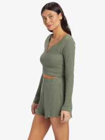 1 Cropped Waffle - Long Sleeve Top for Women Vert ARJKT03421 Roxy