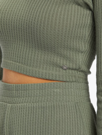 3 Cropped Waffle - Long Sleeve Top for Women Vert ARJKT03421 Roxy