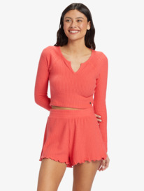 Cropped Waffle - Long Sleeve Top for Women  ARJKT03421