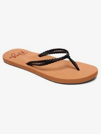 roxy black leather flip flops