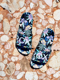 0 Slippy Printed Slide Sandals Black ARJL101011 Roxy
