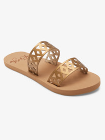 7 Womens Elora Faux Leather Sandals Brown ARJL101032 Roxy
