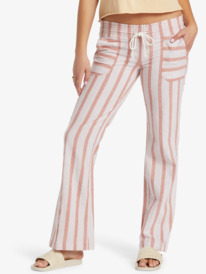 roxy, Oceanside Flared Pants, CORK SUNNY SIDE STRIPE (ckl3) Oceanside - Flared Trousers for Women ARJNP03149