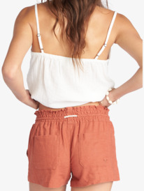 roxy, Oceanside Elastic Waist Shorts, BAKED CLAY (cns0) Oceanside - Linen Shorts for Women ARJNS03007