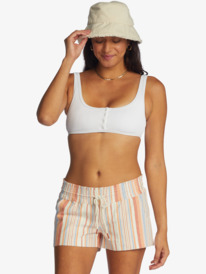 3 Oceanside 2 Stripe Beach Shorts White ARJNS03209 Roxy