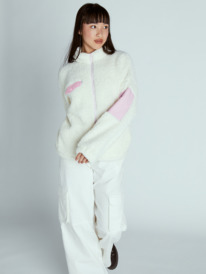 6 Chloe Kim Pop Snow Sherpa Full-Zip Fleece White ARJPF03019 Roxy