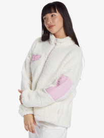 8 Chloe Kim Pop Snow Sherpa Full-Zip Fleece White ARJPF03019 Roxy