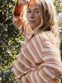roxy, Side Swipe Poncho Hoodie, TOASTED NUT RETRO RAYS STRIPE (xccm) SIDE SWIPE ARJSW03288
