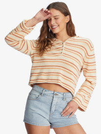 roxy, Side Swipe Poncho Hoodie, TAPIOCA RETRO RAYS STRIPE (teh3) SIDE SWIPE ARJSW03288