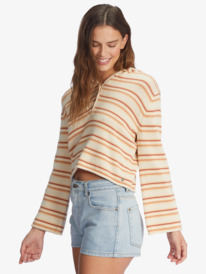 3 Side Swipe Poncho Hoodie Beige ARJSW03288 Roxy
