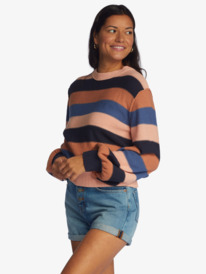 5 Loft Music Stripe Pullover Sweatshirt Blue ARJSW03296 Roxy