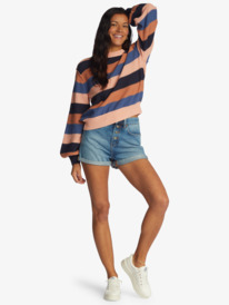 7 Loft Music Stripe Pullover Sweatshirt Blue ARJSW03296 Roxy