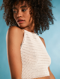 7 Daydreamer Cropped Knit Halter Top White ARJSW03301 Roxy