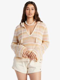 roxy, Cropped After Beach Break - Jumper for Women, TAPIOCA EVERY DAY STRIPE (teh3) Cropped After Beach Break - Jumper for Women ARJSW03304