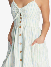 4 Under The Cali Sun Strappy Buttoned Dress Green ARJWD03289 Roxy