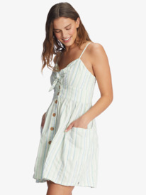 3 Under The Cali Sun Strappy Buttoned Dress Green ARJWD03289 Roxy