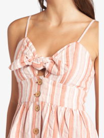 3 Under The Cali Sun Stripe Strappy Dress Brown ARJWD03456 Roxy
