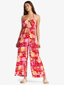 2 Away On Vacay Printed Wide Leg Jumpsuit Red ARJWD03520 Roxy