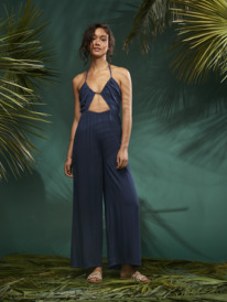 3 Away On Vacay Wide Leg Jumpsuit Blue ARJWD03521 Roxy