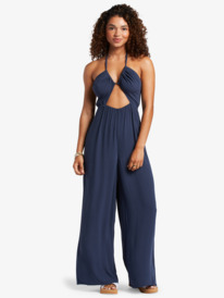 8 Away On Vacay Wide Leg Jumpsuit Blue ARJWD03521 Roxy