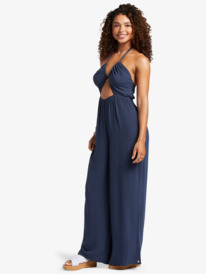9 Away On Vacay Wide Leg Jumpsuit Blue ARJWD03521 Roxy
