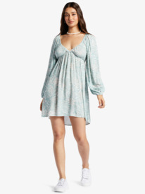 9 Womens Sweetest Shores Puff Sleeve Dress Blue ARJWD03527 Roxy