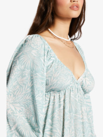 11 Womens Sweetest Shores Puff Sleeve Dress Blue ARJWD03527 Roxy