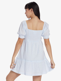6 Chloe Kim Venice Daydream - Puff Sleeve Tiered Mini Dress for Women Bleu ARJWD03536 Roxy
