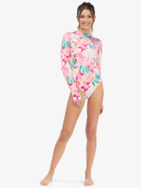 4 Roxy Active Long Sleeve Back Zip One Piece Rashguard Orange ARJWR03167 Roxy