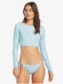 roxy, Seaside Tropics Long Sleeve Crop Rashguard, TOURMALINE PRETTY PAISLEY (bzb6) SEASIDE TROPICS LYCRA LS CROP ARJWR03200