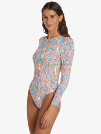 1 Warm Sand Onesie Active Cropped UPF 50 Long Sleeve Rashguard Pink ARJWR03205 Roxy