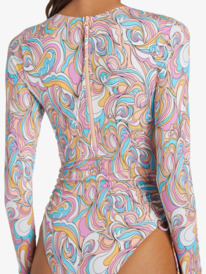 4 Warm Sand Onesie Active Cropped UPF 50 Long Sleeve Rashguard Pink ARJWR03205 Roxy