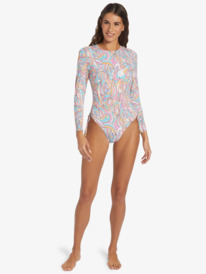 5 Warm Sand Onesie Active Cropped UPF 50 Long Sleeve Rashguard Pink ARJWR03205 Roxy