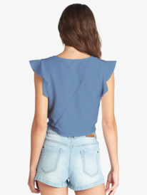 5 Sweeter Than This Knotted Cropped Top Blue ARJWT03294 Roxy