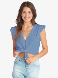 0 Sweeter Than This Knotted Cropped Top Blue ARJWT03294 Roxy