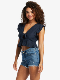 1 Sweeter Than This Knotted Cropped Top Blue ARJWT03294 Roxy