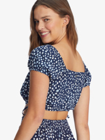 4 Dear Amor Indigo Short Sleeve Crop Top  ARJWT03298 Roxy