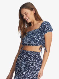 2 Dear Amor Indigo Short Sleeve Crop Top  ARJWT03298 Roxy