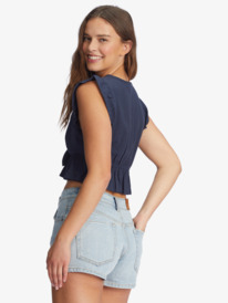 3 Sweetest Love Short Sleeve Crop Top Blue ARJWT03314 Roxy