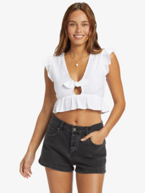 roxy, Sweetest Love Short Sleeve Crop Top, SNOW WHITE (wbk0) SWEETEST LOVE 2 ARJWT03314