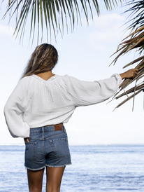 roxy, What A Vibe - Crop Top mit langen Ärmeln für Frauen, SNOW WHITE (wbk0) What A Vibe - Long Sleeve Crop Top for Women ARJWT03315
