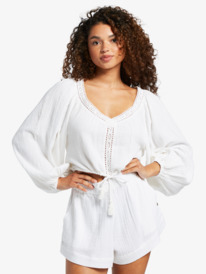 9 What A Vibe - Crop Top mit langen Ärmeln für Frauen Weiss ARJWT03315 Roxy