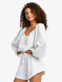10 What A Vibe - Crop Top mit langen Ärmeln für Frauen Weiss ARJWT03315 Roxy